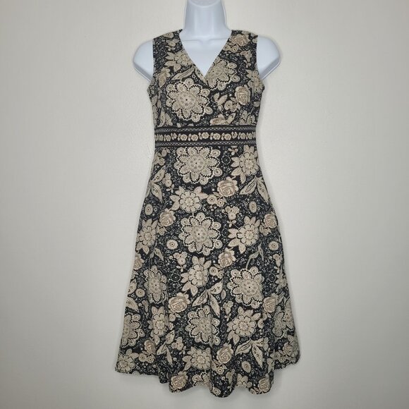 Vintage y2k dark cottagecore boho stretch classic v neck pockets dress size 4p - Picture 1 of 8